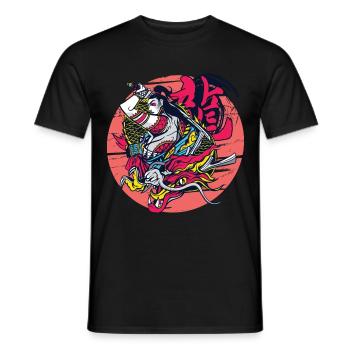 Samurai Girl Dragon Warrior Ninja Art Japonais - T-shirt homme - noir - Devant - AI Model Male 178 light (178cm)
