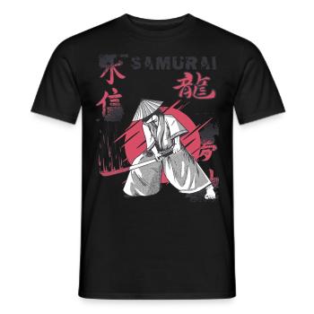 Samouraï Katana Épée Tache de sang Guerre japonaise - T-shirt homme - noir - Devant - AI Model Male 178 light (178cm)
