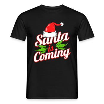 Santa Is Coming Logo For Christmas - Männer T-Shirt - Schwarz - Vorne - AI Model Male 178 light (178cm)
