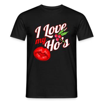 I Love My Ho's Kissing Mouth Mistletoe Christmas - Männer T-Shirt - Schwarz - Vorne - AI Model Male 178 light (178cm)