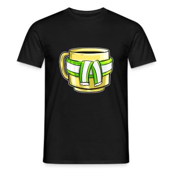 Gobelet d'automne avec écharpe à rayures blanches vertes pour - T-shirt homme - noir - Devant - AI Model Male 178 light (178cm)