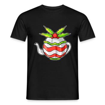 Théière d'automne avec gui pour Noël - T-shirt homme - noir - Devant - AI Model Male 178 light (178cm)