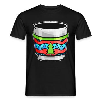 Bécher d’automne avec pull moche pour Noël - T-shirt homme - noir - Devant - AI Model Male 178 light (178cm)