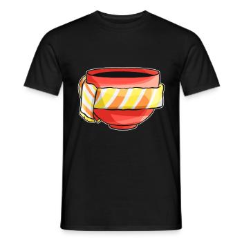 Gobelet d'automne avec écharpe à rayures jaune orange - T-shirt homme - noir - Devant - AI Model Male 178 light (178cm)