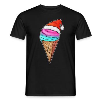 Ice Cream Cone With Ice Cream And Santas Hat For - Men's T-Shirt - black - Front - AI Model Male 178 light (178cm)
