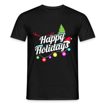 Happy Holidays Fairy Lights Logo For Christmas - Männer T-Shirt - Schwarz - Vorne - AI Model Male 178 light (178cm)