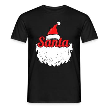 Santa's Hat and Santa Beard Costume For Christmas - Men's T-Shirt - black - Front - AI Model Male 178 light (178cm)