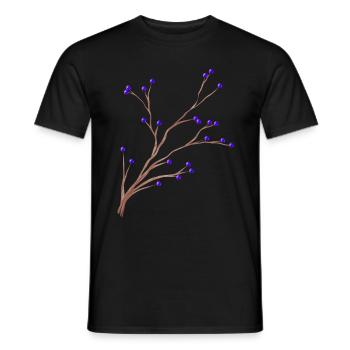 Branch Of Mistles With Purple Berries For Christmas - Men's T-Shirt - black - Front - AI Model Male 178 light (178cm)