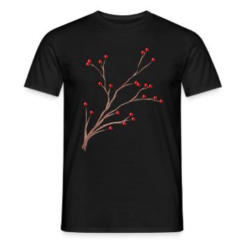 Branch Of Mistles With Red Berries For Christmas - Men's T-Shirt - black - Front - AI Model Male 178 light (178cm)