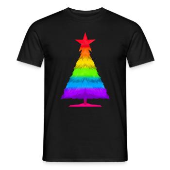 Colorful LGBTQ Fir Spruce Christmas Tree - Men's T-Shirt - black - Front - AI Model Male 178 light (178cm)