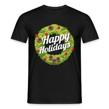 Christmas Wreath Happy Holidays For Marry - Männer T-Shirt - Schwarz - Vorne - AI Model Male 178 light (178cm)