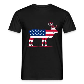 Patriotic US Flag Colored Moose Reindeer Elch - Männer T-Shirt - Schwarz - Vorne - AI Model Male 178 light (178cm)