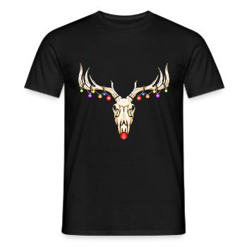 Reindeer Skull of Rudolph With Fairy Lights Dark - Men's T-Shirt - black - Front - AI Model Male 178 light (178cm)