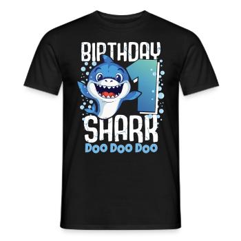 Birthday Shark 1. Geburtstag Haifisch 1 Jahr Hai - Männer T-Shirt - Schwarz - Vorne - AI Model Male 178 light (178cm)