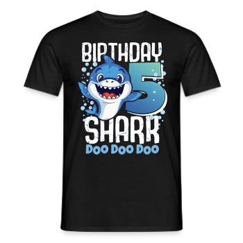 Birthday Shark 5. Geburtstag Haifisch 5 Jahre Hai - Männer T-Shirt - Schwarz - Vorne - AI Model Male 178 light (178cm)