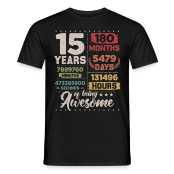 15 Years Awesome Retro 15. Geburtstag Countdown - Männer T-Shirt - Schwarz - Vorne - AI Model Male 178 light (178cm)