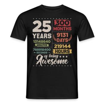 25 Years Awesome Retro 25. Geburtstag Countdown - Männer T-Shirt - Schwarz - Vorne - AI Model Male 178 light (178cm)
