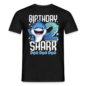 Birthday Shark 2. Geburtstag Haifisch 2 Jahre Hai - Männer T-Shirt - Schwarz - Vorne - AI Model Male 178 light (178cm)