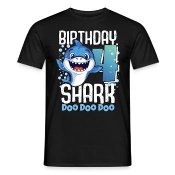 Birthday Shark 4. Geburtstag Haifisch 4 Jahre Hai - Männer T-Shirt - Schwarz - Vorne - AI Model Male 178 light (178cm)