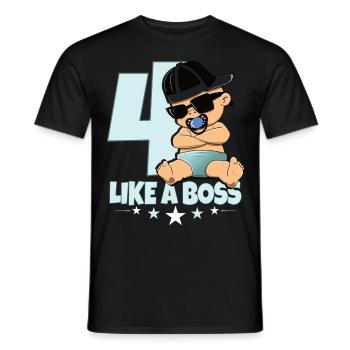 Baby Geburtstag Junge Mädchen 4 Jahre Like a Boss - Männer T-Shirt - Schwarz - Vorne - AI Model Male 178 light (178cm)
