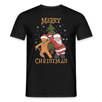 Joyeux Père Noël Costume Joyeux Noël - T-shirt homme - noir - Devant - AI Model Male 178 light (178cm)