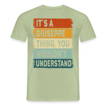 Gift Name Giuseppe Birthday Sayings - Men's T-Shirt - sage - Front - AI Model Male 178 light (178cm)