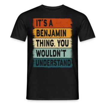 Geschenk Name Benjamin Geburtstag Sprüche - Männer T-Shirt - Schwarz - Vorne - AI Model Male 178 light (178cm)
