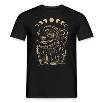 Boho Mushrooms & Minimalism Goblincore Aesthetic - Men's T-Shirt - black - Front - AI Model Male 178 light (178cm)