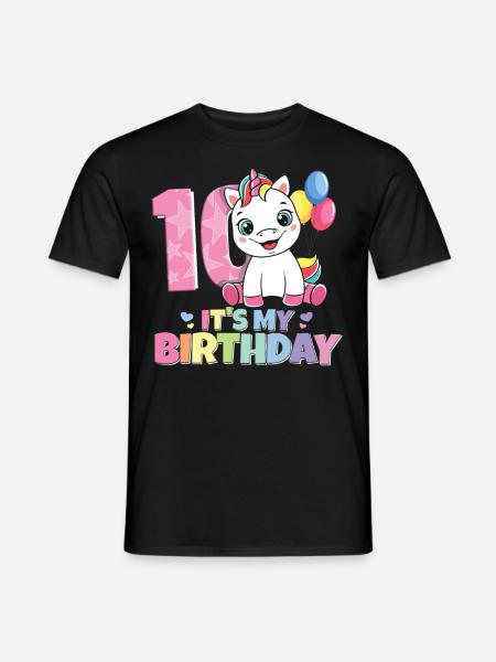 Regenboog Eenhoorn 10e Verjaardag Meisje 10 jaar - Heren T-shirt - zwart