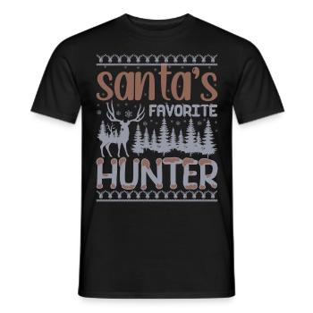 Pull de Noël moche - Chasseur préféré du Père Noël - T-shirt homme - noir - Devant - AI Model Male 178 light (178cm)