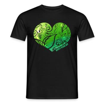 Green Heart With Ornaments, Veganism World Vegan - Männer T-Shirt - Schwarz - Vorne - AI Model Male 178 light (178cm)