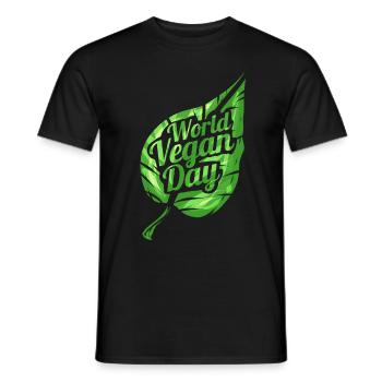 Logo Green Leave pour la Journée mondiale du véganisme - T-shirt homme - noir - Devant - AI Model Male 178 light (178cm)