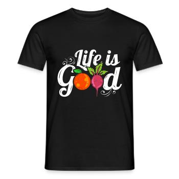 Orange And Radish Veggies Logo Life Is Good For A - Men's T-Shirt - black - Front - AI Model Male 178 light (178cm)