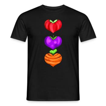 Tomato, Eggplant And Carrot As Hearts - Go Vegan - Männer T-Shirt - Schwarz - Vorne - AI Model Male 178 light (178cm)