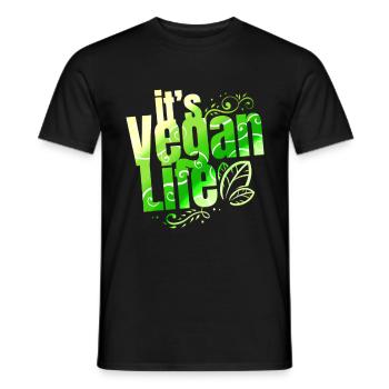 La vie végétalienne de I - Devenez végétalien - T-shirt homme - noir - Devant - AI Model Male 178 light (178cm)