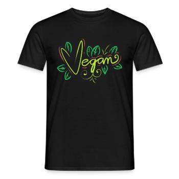 Green Logo With Veggies For Vegetarians And Vegan - Men's T-Shirt - black - Front - AI Model Male 178 light (178cm)
