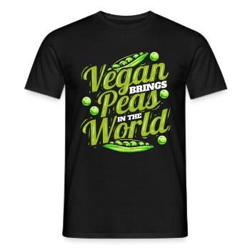 Vegan Brings Peas Into The World - Peace If You - Männer T-Shirt - Schwarz - Vorne - AI Model Male 178 light (178cm)