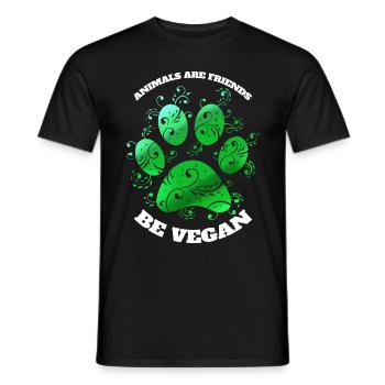 Green Paw - Animals Are Friends - Vegetarians Go - Men's T-Shirt - black - Front - AI Model Male 178 light (178cm)