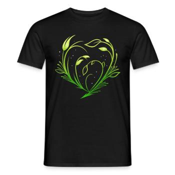 Plantes vertes formant le cœur - Végétarien Go Vegan - T-shirt homme - noir - Devant - AI Model Male 178 light (178cm)