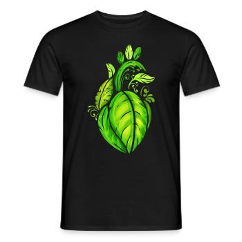 Heart Of Green Leaves - Vegetarian - Go Vegan - Men's T-Shirt - black - Front - AI Model Male 178 light (178cm)