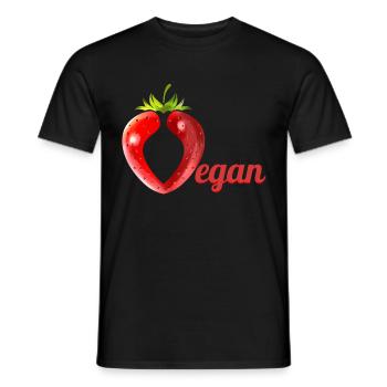 Fraise formant la lettre V pour végétalien - T-shirt homme - noir - Devant - AI Model Male 178 light (178cm)
