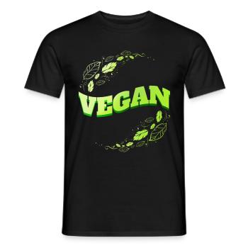 Green Leaves Logo - Go Vegan - Männer T-Shirt - Schwarz - Vorne - AI Model Male 178 light (178cm)