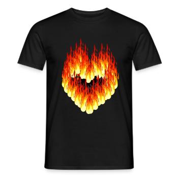 Valentine Valentin Heart Fire Flame Hot Love - Men's T-Shirt - black - Front - AI Model Male 178 light (178cm)
