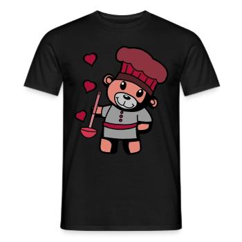 Hobbykoch Kochkunst Teddybär Koch Suppenkelle - Männer T-Shirt - Schwarz - Vorne - AI Model Male 178 light (178cm)
