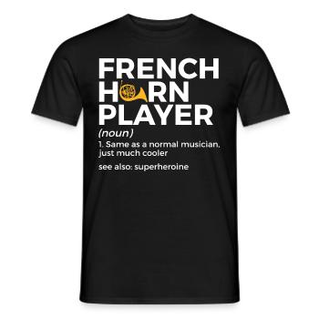 French horn musicians - Men's T-Shirt - black - Front - AI Model Male 178 light (178cm)