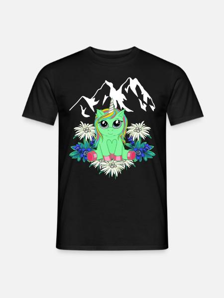 Enhjørning Flora Alperne Bjerge Horn Peak Forår - Mænd T-shirt - sort