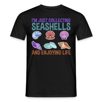 Je collectionne actuellement Seashells Shells Collector Lover - T-shirt homme - noir - Devant - AI Model Male 178 light (178cm)