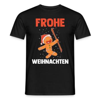 Weihnachts Lebkuchenmann Frohe Weihnachten - Männer T-Shirt - Schwarz - Vorne - AI Model Male 178 light (178cm)