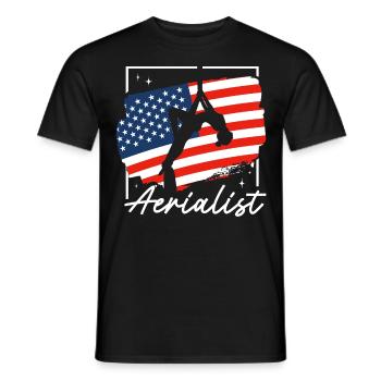 Acrobate aérienne - Yoga aérien et acrobatie aérienne sur soie - T-shirt homme - noir - Devant - AI Model Male 178 light (178cm)