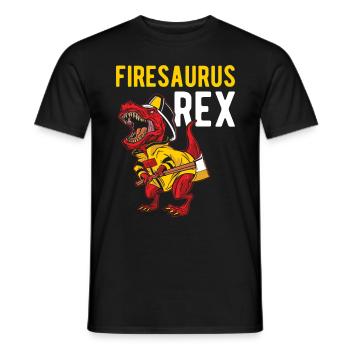 Firesaurus Rex Dino Feuerwehrmann Feuerwehr - Männer T-Shirt - Schwarz - Vorne - AI Model Male 178 light (178cm)